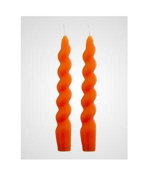 Набор из 2х оранжевых спиральных свечей 20 см арт.7314-5
