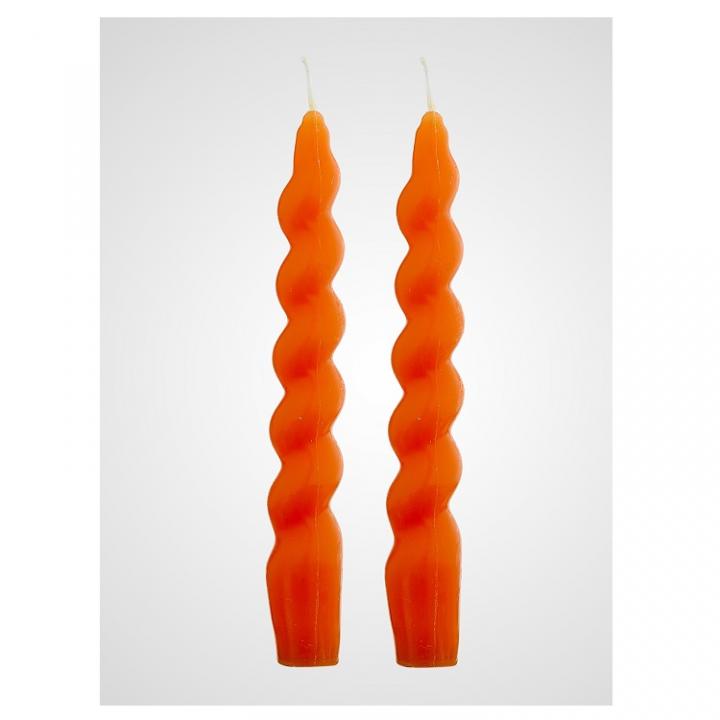 Набор из 2х оранжевых спиральных свечей 20 см