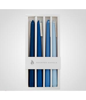 Набор из 4х голубых и синих свечей в подарочной упаковке "Scented candle"