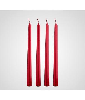Набор из 4 красных свечей 24 см