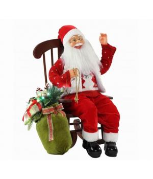 Декоративная новогодняя кукла - "Дед мороз" на стуле 55см TM-89030