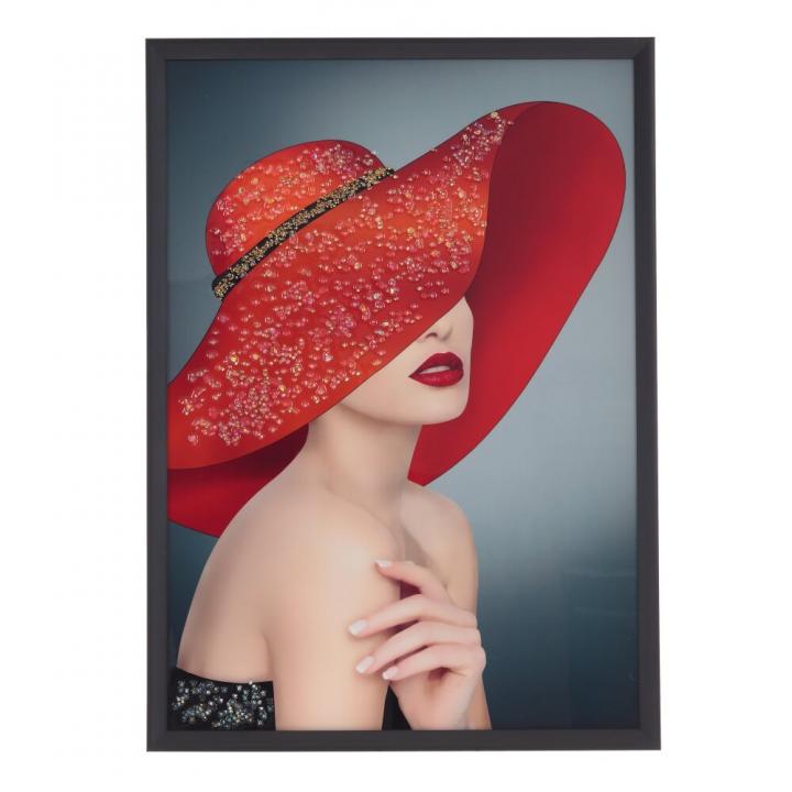 799859 Панно "Девушка в красной шляпе", L51 W2,5 H71 см
