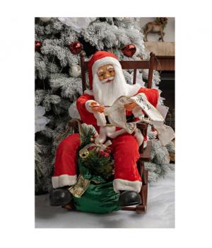 Декоративная новогодняя кукла - "Дед мороз" на стуле 55см TM-89031