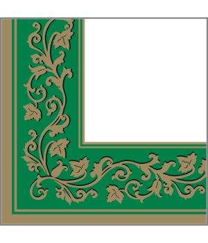 Салфетки 20л, Bouquet Home Collection Classic, 3хсл., "Золотые узоры зеленый фон"/12