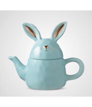 Керамический Бирюзовый Заварочный Чайник-Кролик 19Y597-BG 20x24 D 11см