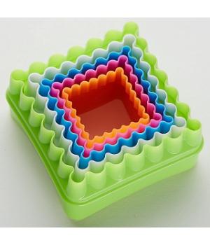Набор 2-х сторонних форм для печенья, 5 размеров, квадраты (пластик)