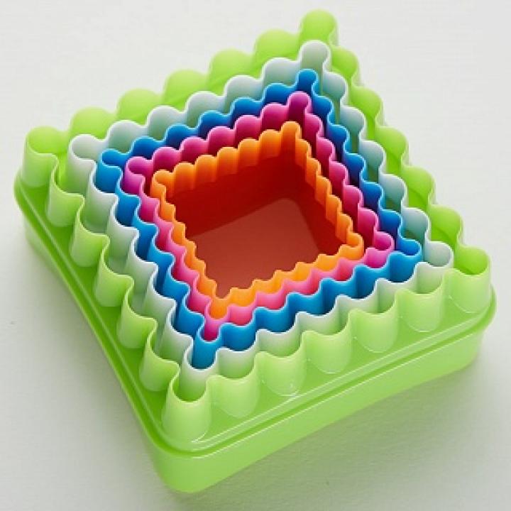 Набор 2-х сторонних форм для печенья, 5 размеров, квадраты (пласт)