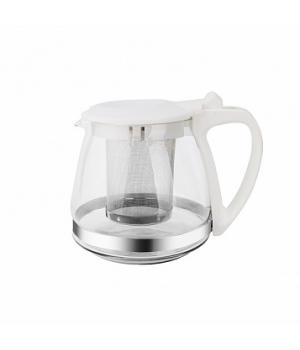 Заварочный чайник 750 мл., (белый) жаропрочное стекло, метал. фильтр     (24)     80723