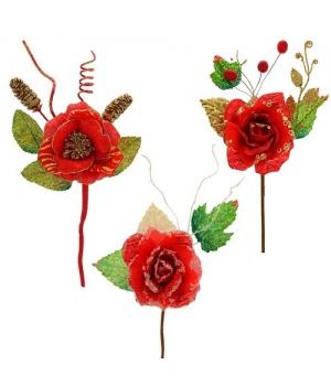 Новогоднее украшение "Цветок", 12х29 см, 3 вида