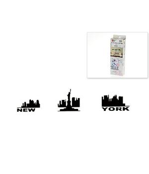 Полочки настенные, набор 3шт. с декоративной наклейкой "New York" 150х55см. (полочки-30*12*4,5/33*12