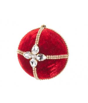 Бордовый бархатный шар украшенный камнями 10 см 10979 ()