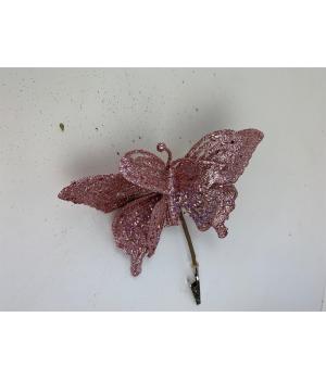 839-004 Бабочка на прищепке (светло-розовый) 17х13см