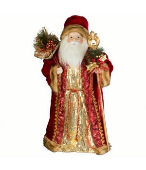 Дед Мороз в красно-золотой шубе с золотым посохом 60 см