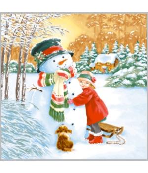 Салфетки 20л, Bouquet Home Collection Classic, 3хсл., "Девочка и добрый снеговик"/12