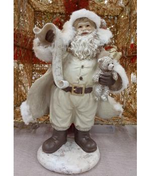 Фигура декоративная "Санта" (пластик), Н21 см, в асс. цвет кремовый Арт.1082874