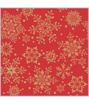 Салфетки 33х33, 3слоя, 20л, Bouquet Home Collection Classic, "Золотые снежинки на красном"/12