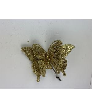 839-005 Бабочка на прищепке (золото) 17*13см.