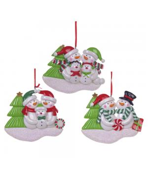 Украшение новогоднее "Семья снеговиков", L9 W1,2 H10,5 см, 3в.