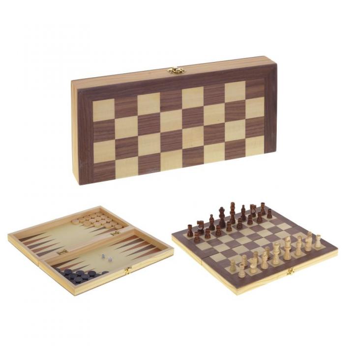 219819 Игра настольная 3 в 1 (шахматы, шашки, нарды), L29 W15 H5 см
