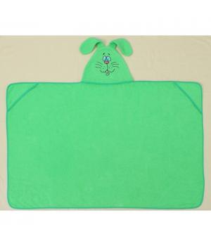 Полотенце-накидка махровое «Зайчик», размер 75×125 см, цвет зелень, хлопок, 300 г/м²