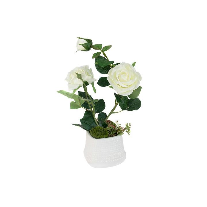 Декор.цветы "Розы белые" в керам. вазе 27*14*37см