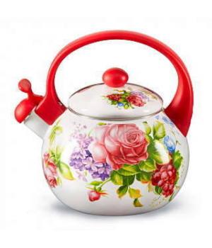 Чайник эмалированный со свистком "Летний сад" 2,5л