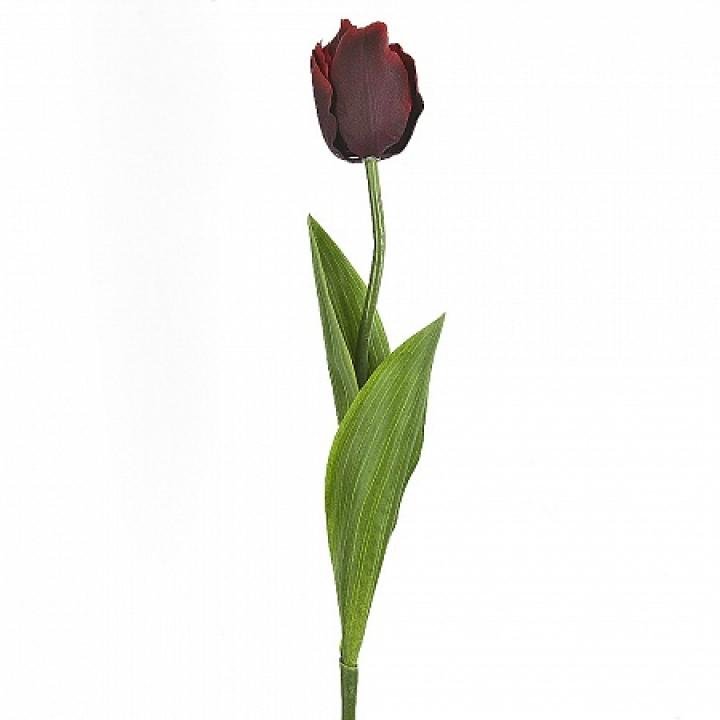 Цветок искусственный (на ножке) "Тюльпан бордовый" h=66см. (min36) (транспортная упаковка)