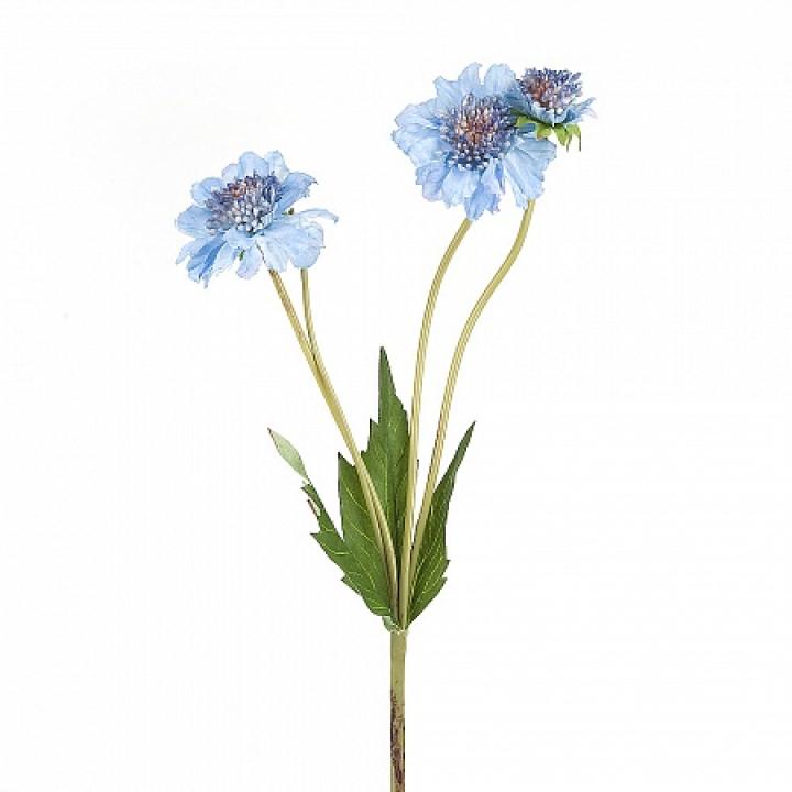 Цветок искусственный (на ножке) "Циния голубая" h=42см. (min48) (транспортная упаковка)