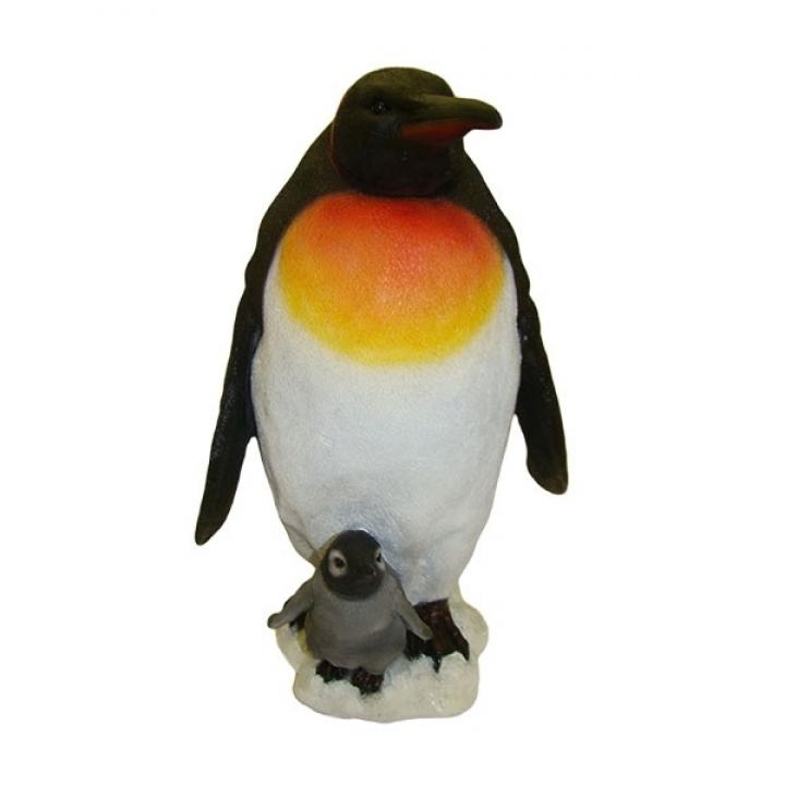 123357/W004 Фигура декоративная садовая "Пингвин с пингвиненком" L29 W27 H45 см