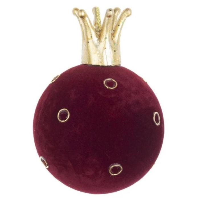 08907 Темно-бордовый бархатный шар с золотой короной 8 см ()