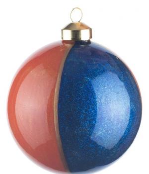 Стеклянный оранжево-синий шар 10 см 09701