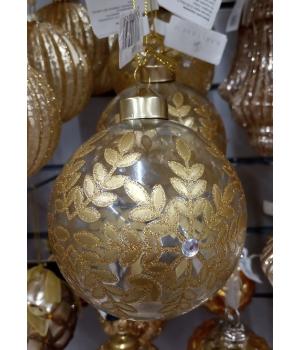 Серебристый шар с золотой снежинкой, 8 см 10234