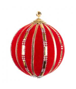 Вельветовый красный шар с золотом 10 см 11230 ()