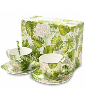 Комплект из 2 чаш с зелеными листьями
