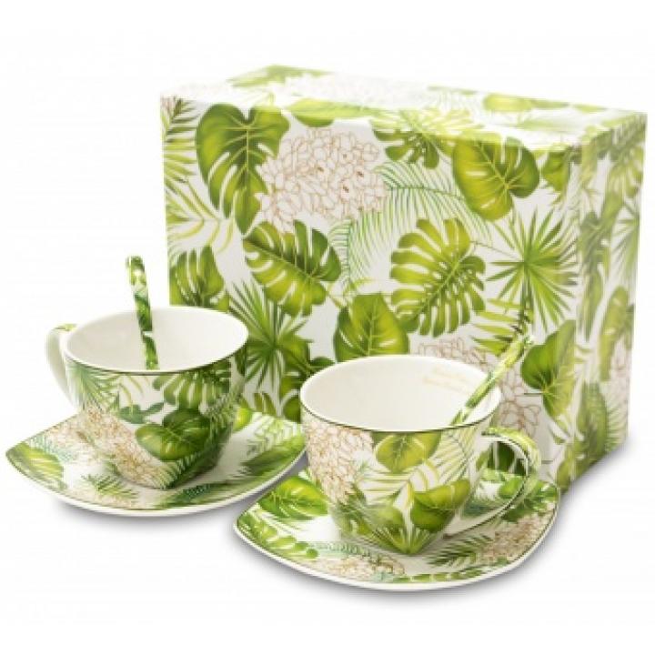 Комплект из 2 чаш с зелеными листьями
