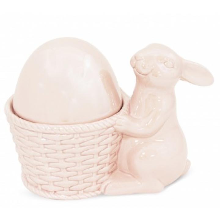Фигурка розового кролика с корзинкой 16x21,5x13