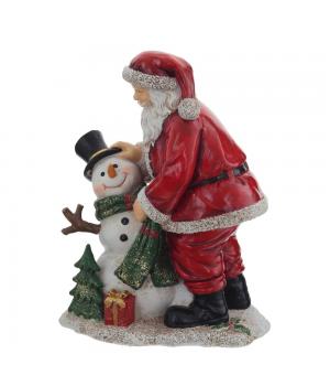763387 Фигурка декоративная "Дед Мороз со снеговиком", L16 W8 H19 см