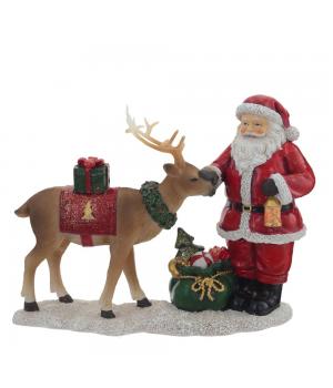 763389 Фигурка декоративная "Дед Мороз с оленем", L18,5 W6 H15 см