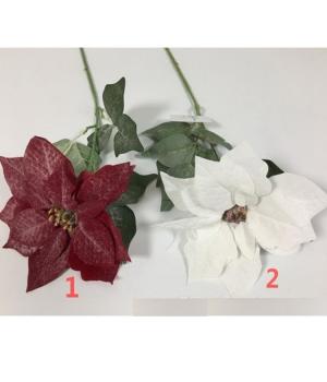 Цветок искусственный "Пуансеттия" (ткань), 70 см цветБелый Арт.HZY00293MG