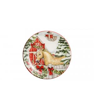 Тарелка закусочная Certified Int. Рождество в усадьбе.Лошадь каурая 23 см (керамика)