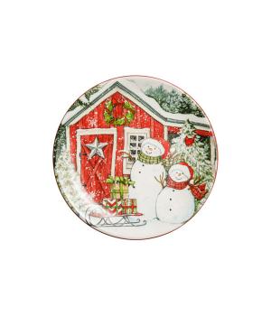 Тарелка закусочная Certified Int. Дом снеговика. Два снеговика-2 23 см (керамика)