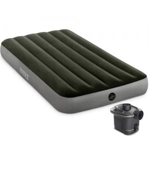 Матрас надувной, Intex Prestige Downy Airbed Fiber-Tech 99х191х25см, насос на батар., макс. 136кг