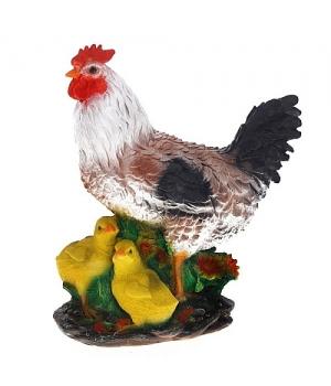 Фигура декоративная садовая "Курица с цыплятами", L16 W27.5 H34 см