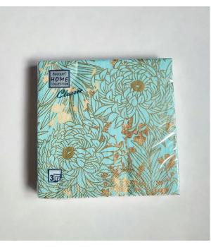 Салфетки 20л, Bouquet Home Collection Classic, 3хсл., "Золотые цветы Тиффани"/12