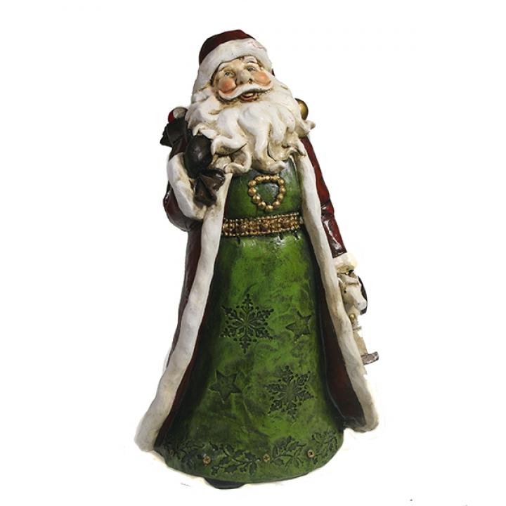 714114 Фигура декоративная Дед Мороз с мешком на плече L14.5W10.5H20.5