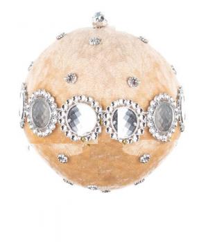 Бархатно-бежевый шар со стразами 10 см 11068 ()