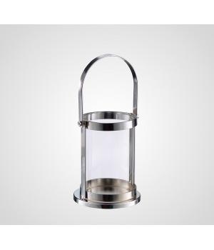 Подсвечник серебристый F1210-1silver H 23 (с ручкой), 13 см (без ручки) x D 10см  (для свечи ~ 7см)